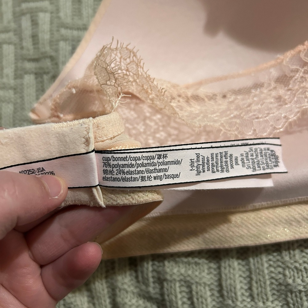 Victoria's Secret Pink T-Shirt Lightly Lined Wireless Lace Bra 32DDD Pink - Picture 4 of 10